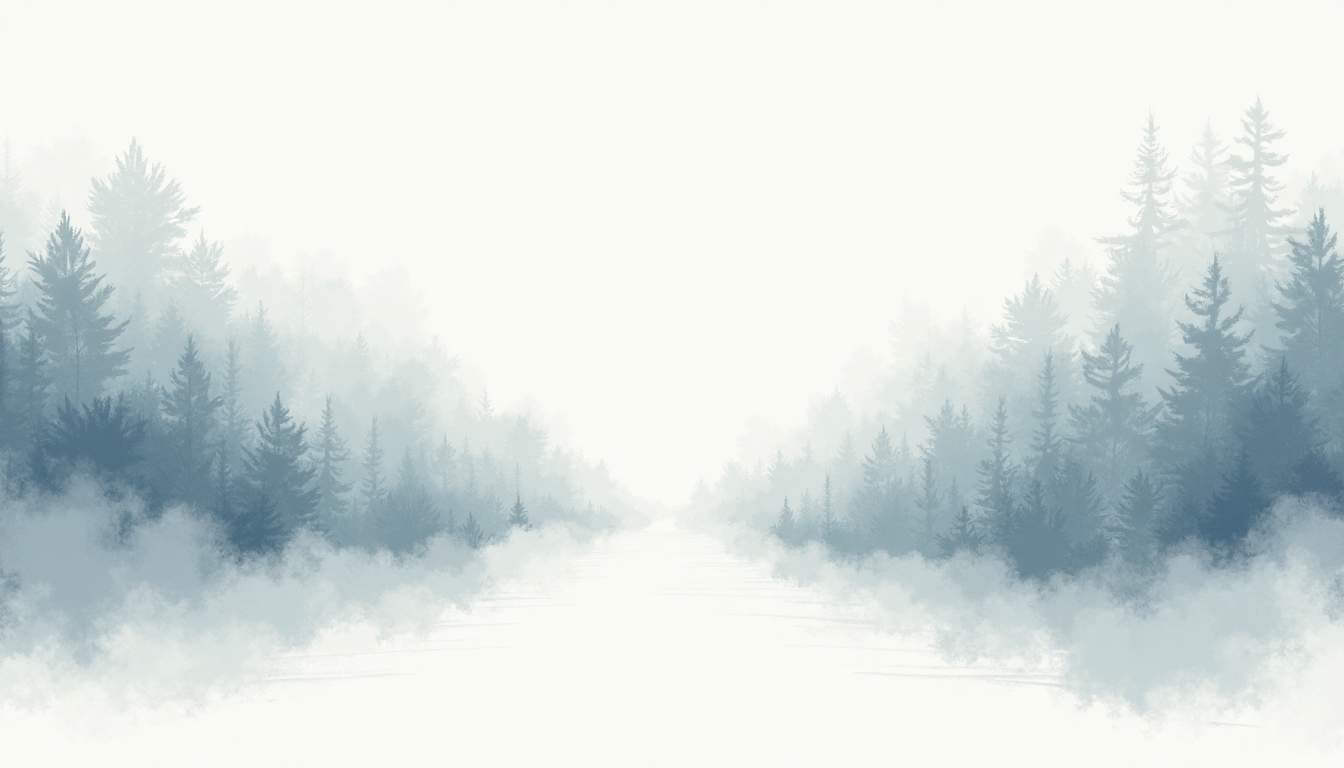dibujo de bosque con niebla