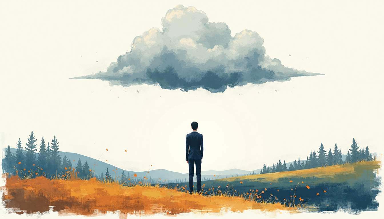 dibujo de hombre y tormenta
