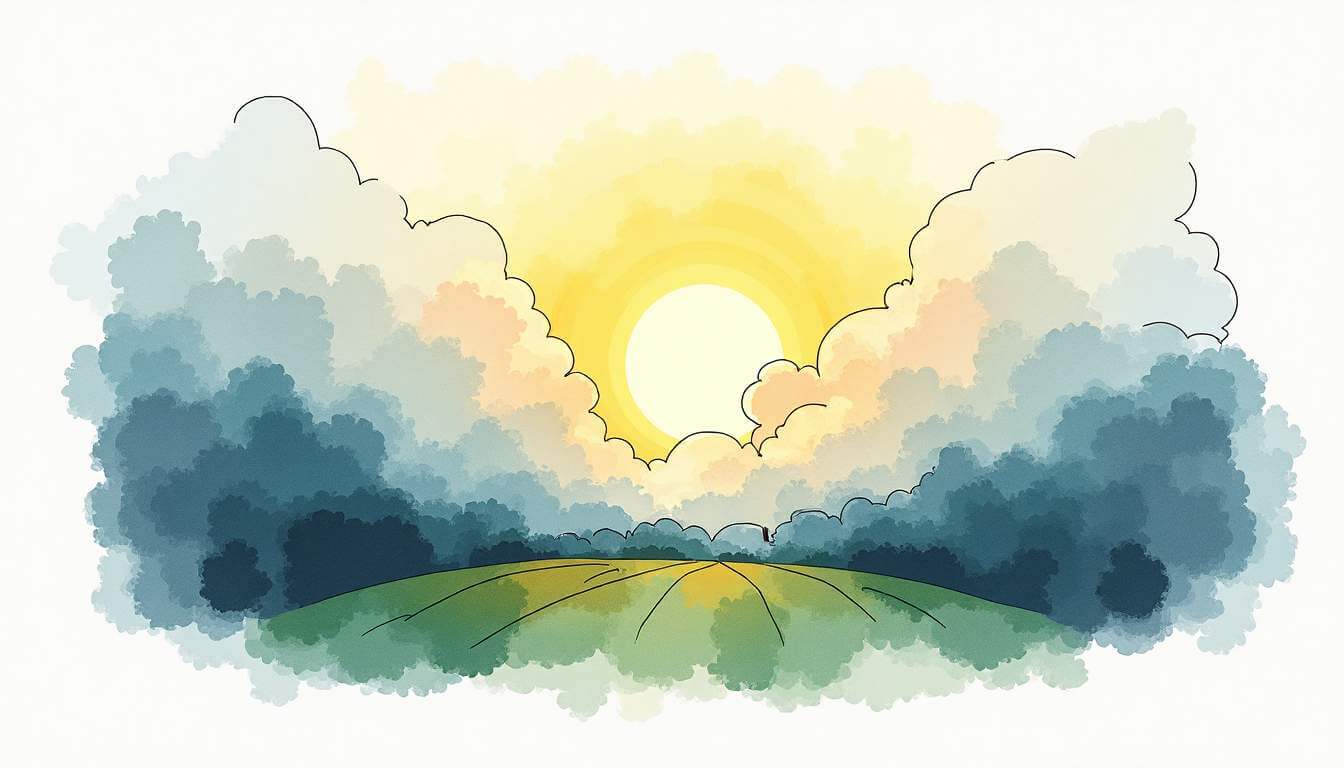 dibujo de prado y nubes